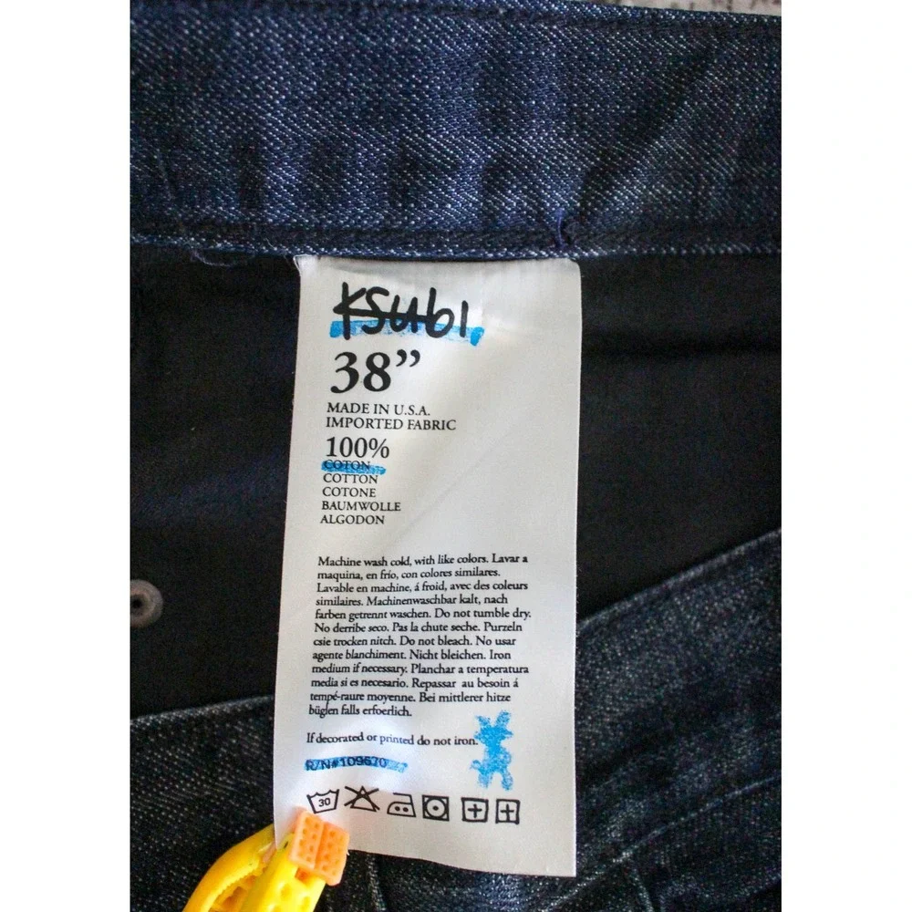 Ksubi Jeans Mens 38 x 33 Dark Wash Denim Straight Leg Button Fly Made in USA